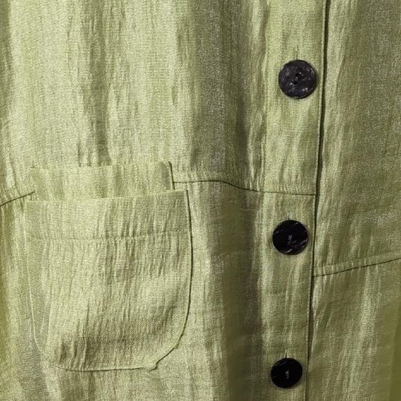 Ali Miles | Lime Button Down Shacket 3/4 Sleeve Lightweight Loose Fit Size L - Picture 4 of 9